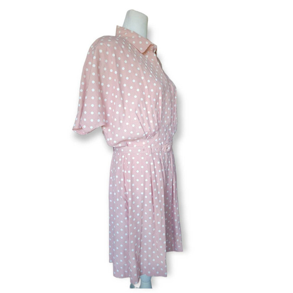 NEW Be Smart Vintage Belted Polka Dot Print Romper Size 11‎ 12 Pink White - Picture 3 of 11
